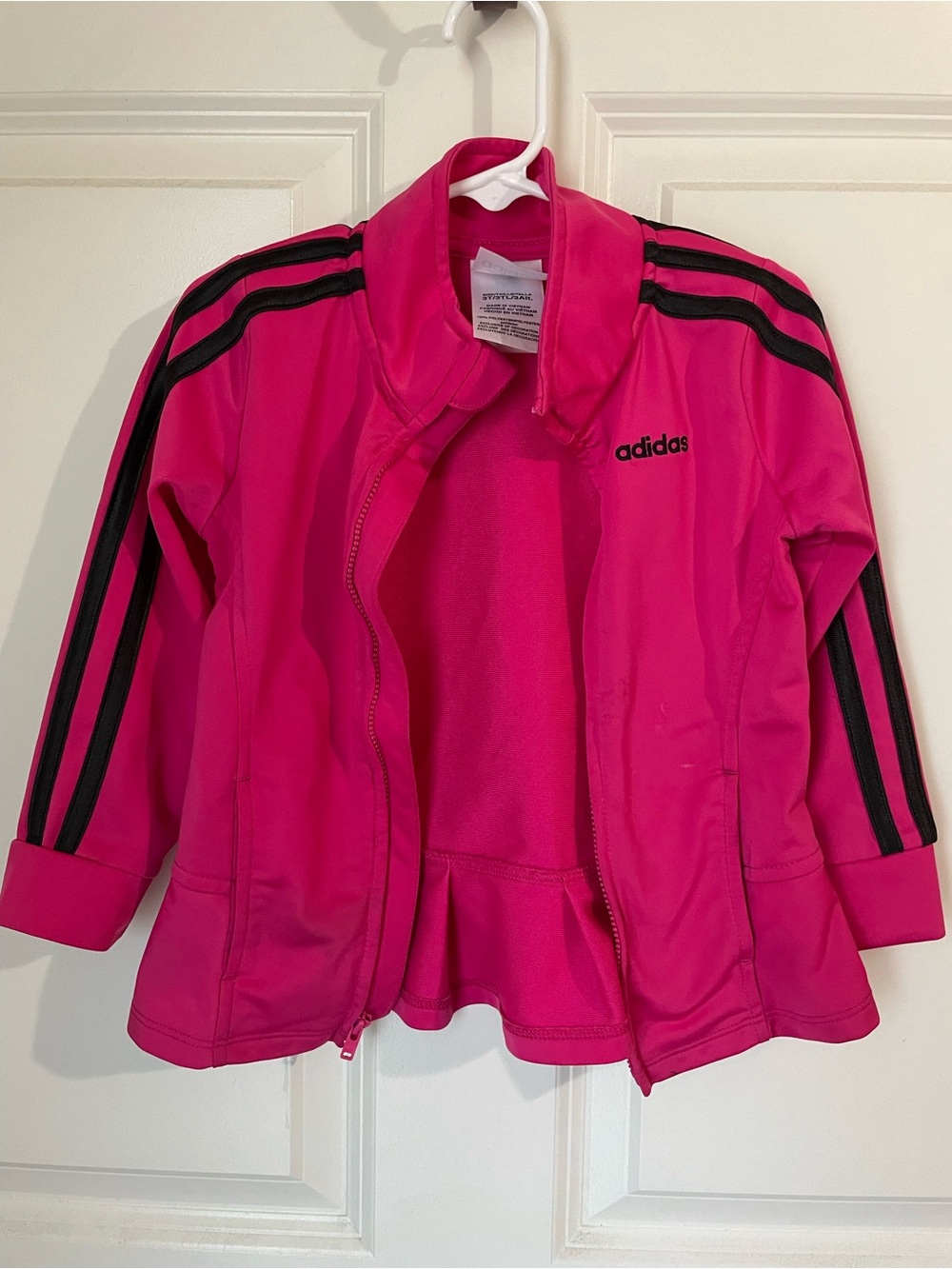 adidas Bright Pink Athletic Jacket with Black Logo Kids 3T